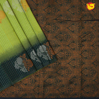 Sneha Green with Bottle Green Semi Silk Set Sarees - Thenianantham