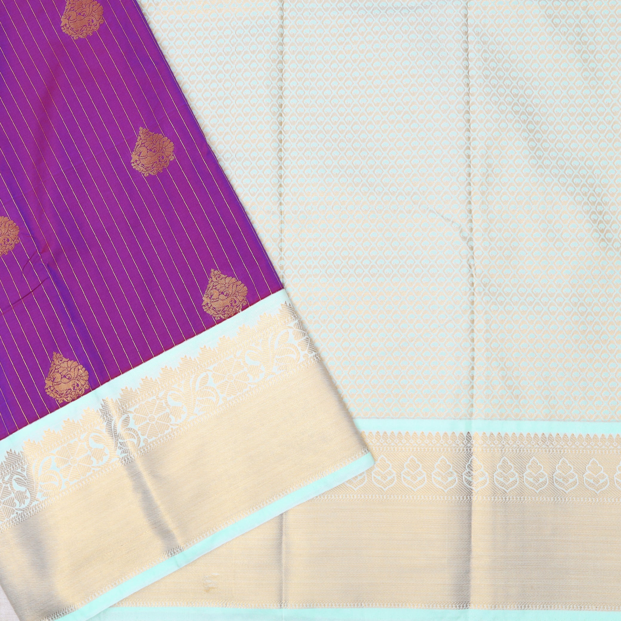 Deep Purple With Light Blue vaira Oosi silk saree