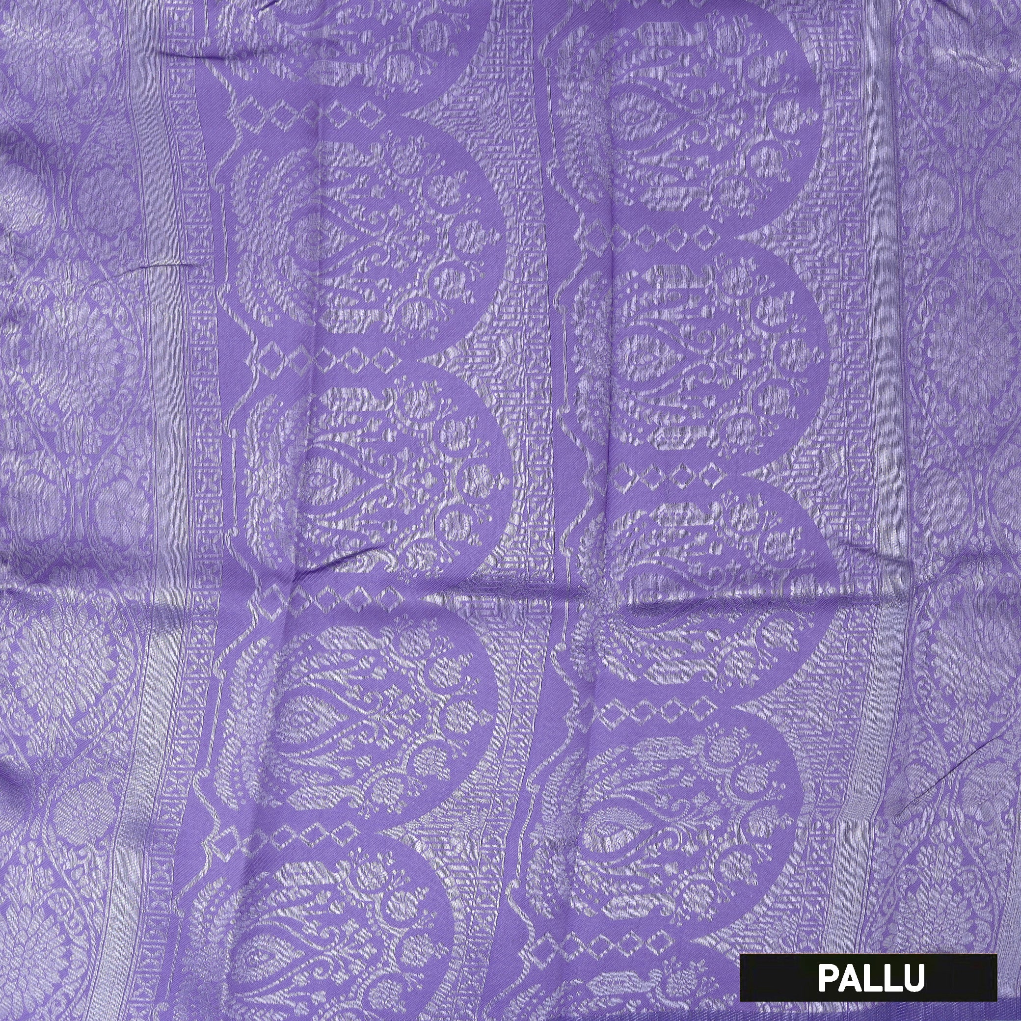 Grey with Grape Purple Semi Litchi Silk Saree