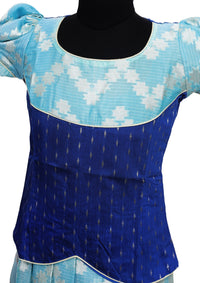Royal Blue With sky Blue Girls Branded Readymade Pattu Pavadai
