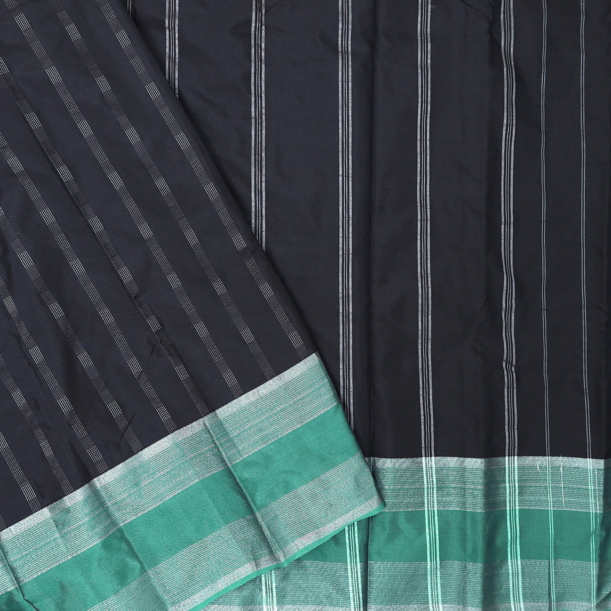 Black With Green Border Arani Silk Saree