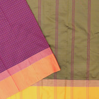 Magenta  Purple With Olive Green Border  Arani Silk Saree