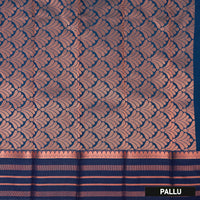Blue With Navy Blue Silk Cotton Saree