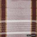 Light Gray with Maroon Small Checked Pattern Pure Chettinad Cotton Saree without Blouse