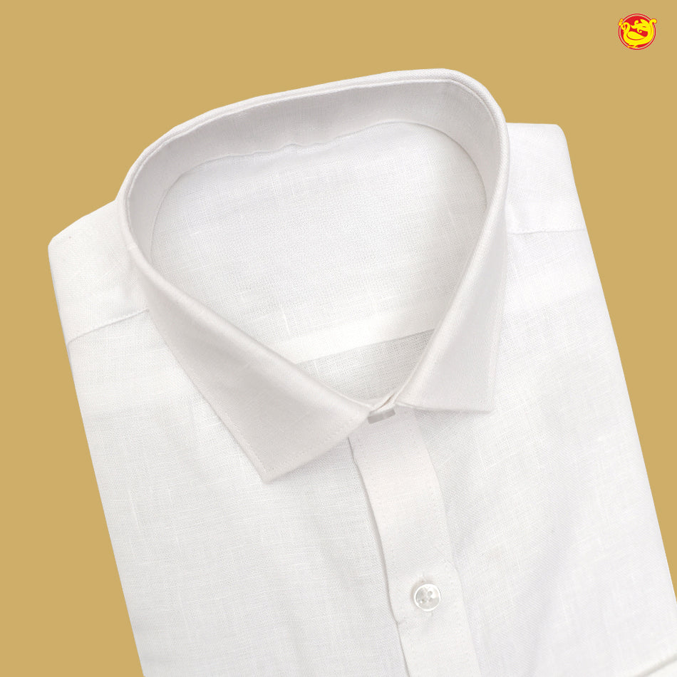 Men’s White Linen Cotton Full Sleeve Shirt