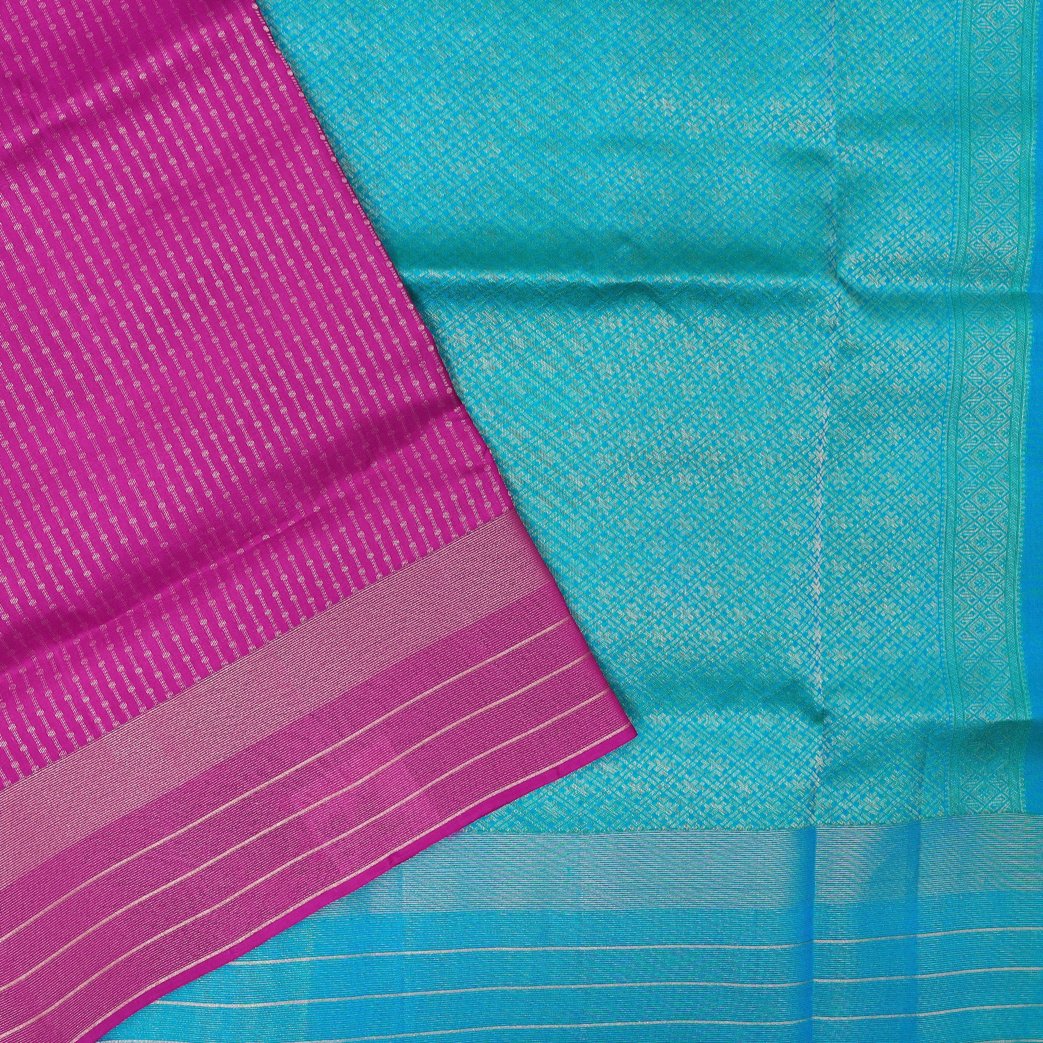 Deep Pink with Blue Soft Silk Saree
