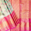 Pista Green & gold with Hot Pink pure Kanchipuram silk saree