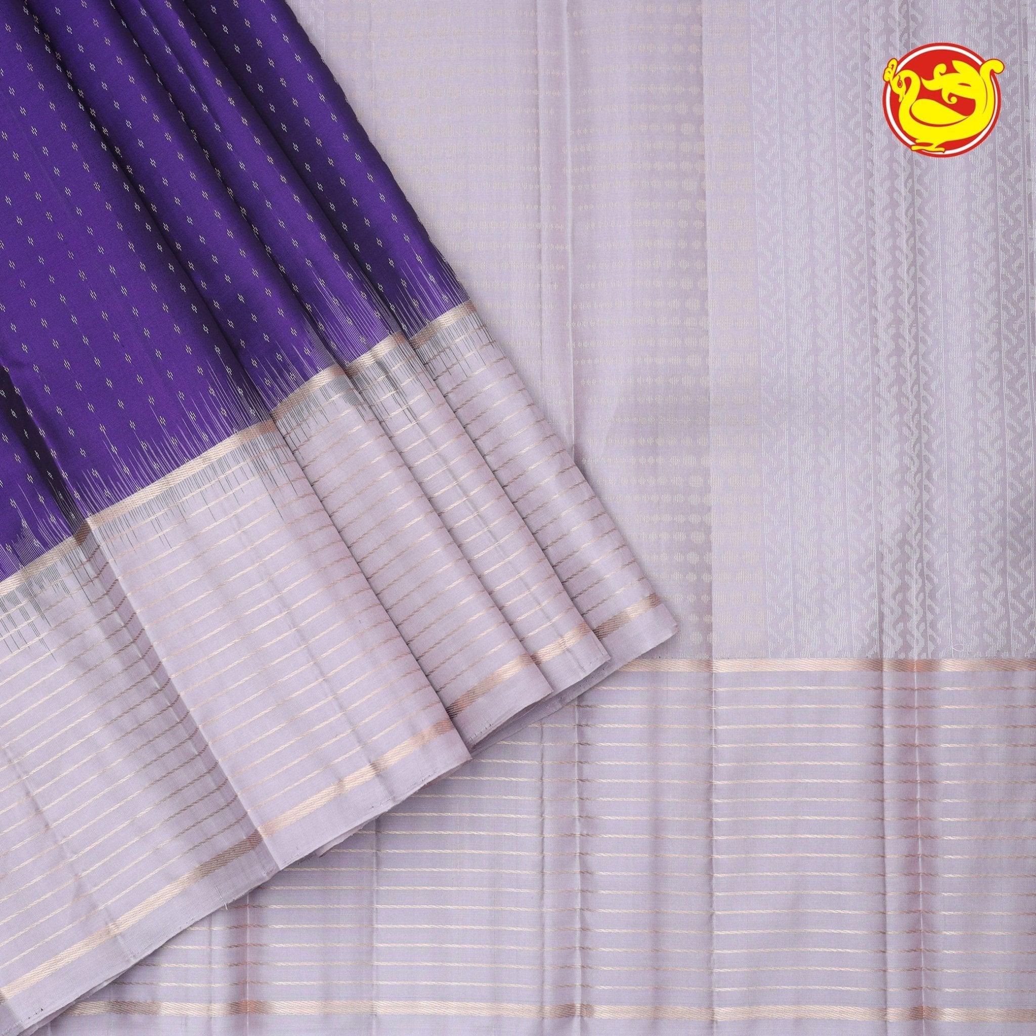 Violet With Sliver Grey Soft Silk Saree - Thenianantham