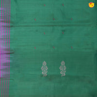 Green With Pink Pallu Banana Pith Saree With Running Blouse