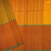 Mustard Yellow and Maroon Golden Jacquard Checks And Mango Butta Kanchipuram Silk Saree - Thenianantham