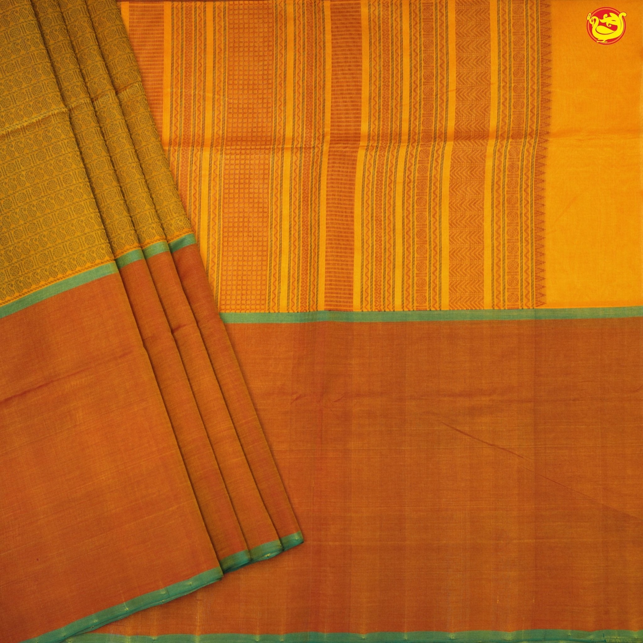 Mustard Yellow and Maroon Golden Jacquard Checks And Mango Butta Kanchipuram Silk Saree