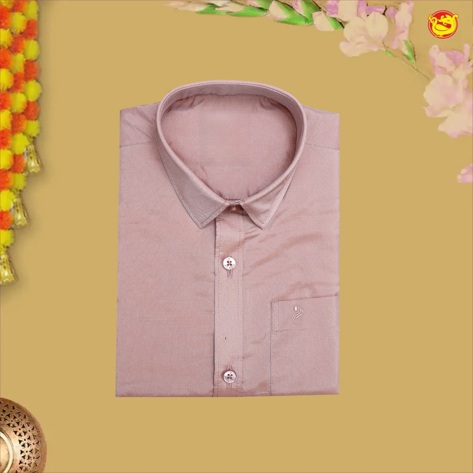 Mauve Colour Tissue  Boy’s  Readymade Shirt And Dhoti Set