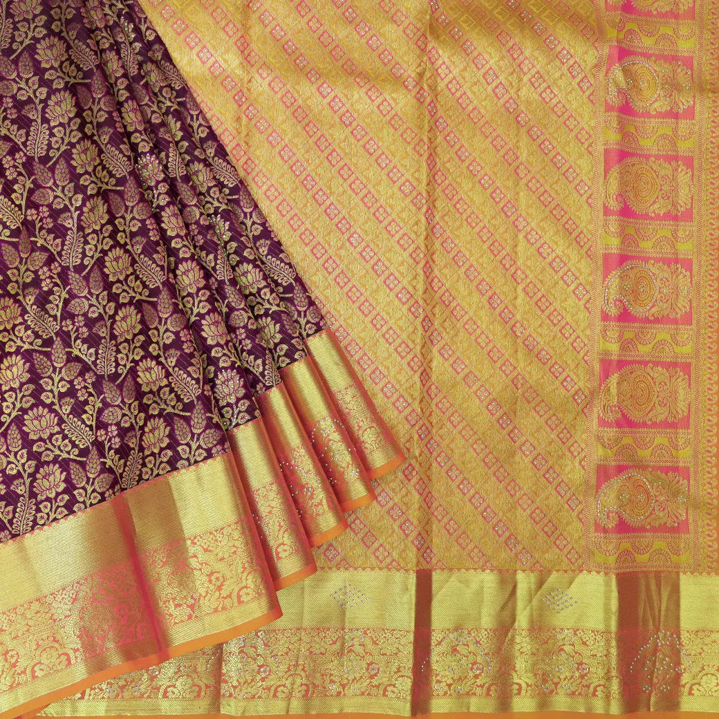 PURPLE  colour pure Kanchipuram silk saree