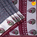 Grey With Maroon Chanderi Silk Saree - Thenianantham