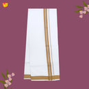 White with gold castel Fancy Border Single Layer Cotton Men’s Dhoti