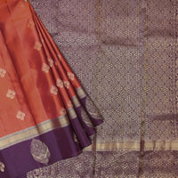 Brick Red with Dark Brown Soft Silk Saree