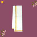 White with Gold Fancy Border Single Layer Cotton Men’s Dhoti