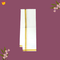White with Gold Fancy Border Single Layer Cotton Men’s Dhoti