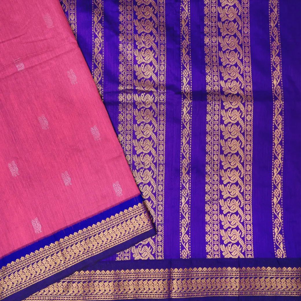 Pink With Blue Premium Quality Kalyani Cotton Saree