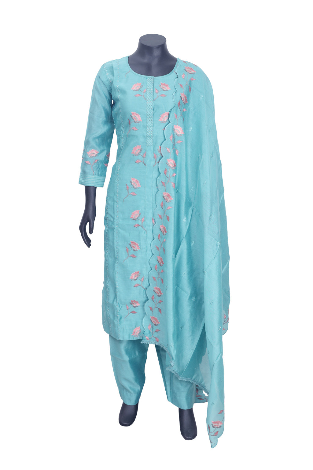 Sky Blue Color Ladies Branded Straight Cut Readymade  Chudi Set