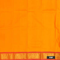 Orange With Red Border Floral Design Traditional  Pattu Pavadai Material
