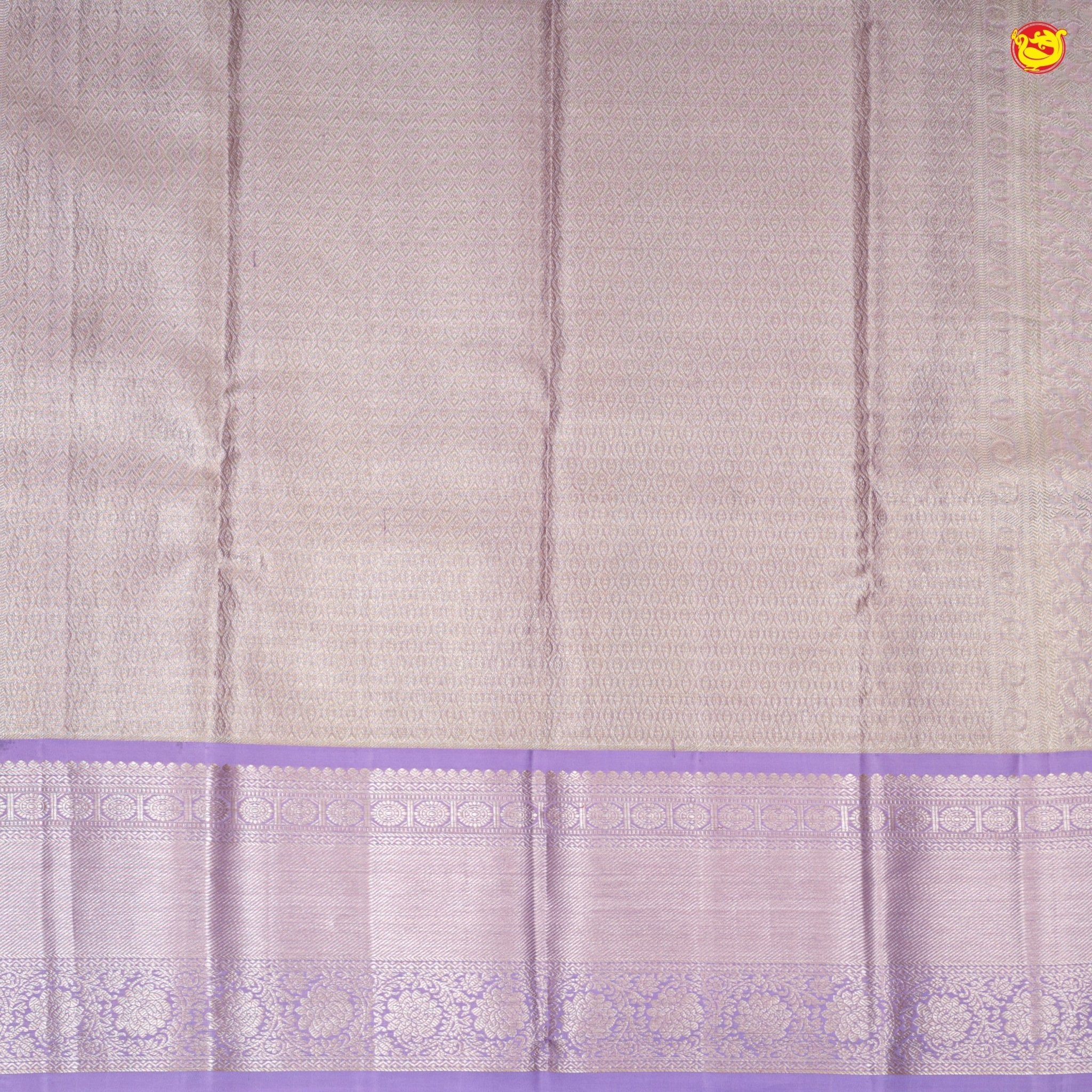 Tissue Golden Yellow With Lavender Floral Motifs Gold Zari Border Pure Kanjivaram Subhalaya Wedding Silk Saree - Thenianantham