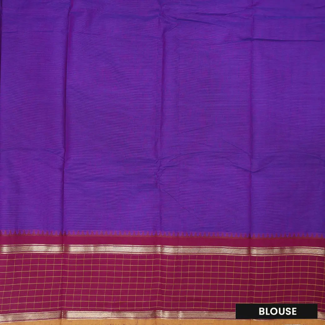 Dark Purple With Maroon Pure Chettinad Cotton Saree with Blouse