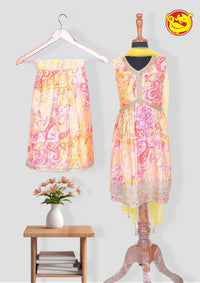 Yellow With Pink Alia Cut Sharara Set - Thenianantham