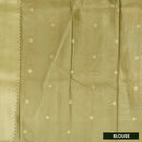 Olive Green With Sandel Floral Design Dola Silk