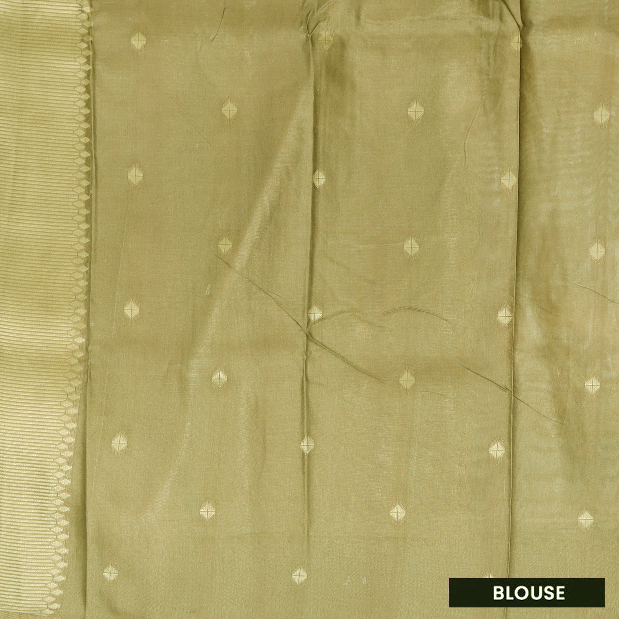 Olive Green With Sandel Floral Design Dola Silk