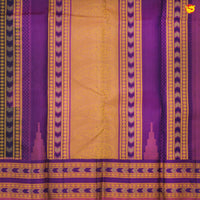 Dark Wine and Purple Jacquard Pallu And Floral Buttas Kanchipuram Soft Silk Saree - Thenianantham