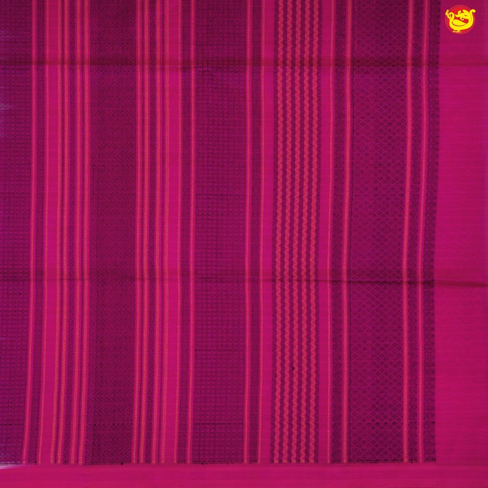 Half White and Rani Pink With Jacquard Checks Kanchipuram Silk Saree - Thenianantham