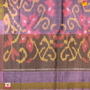 Pochampally Silk Saree Orange and Dark Lavender with Allover Ikat Weaves and Ikat Style Zari Woven Border