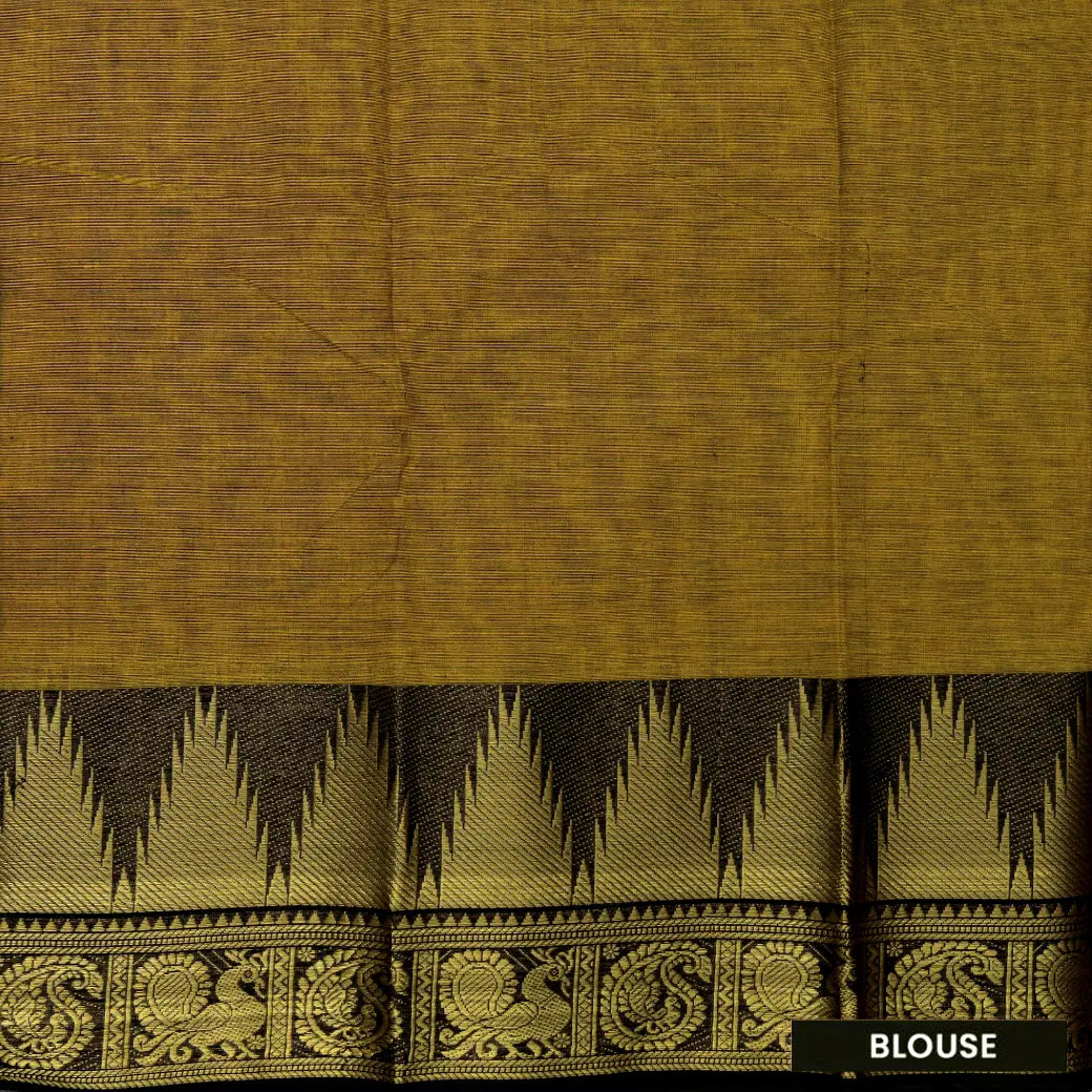 Double Shade Mustard Yellow with Black Pure Chettinad Cotton Saree