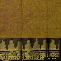 Double Shade Mustard Yellow with Black Pure Chettinad Cotton Saree