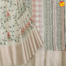 Cream linen tissue saree with embroidery details - Thenianantham