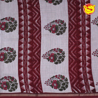 Grey With Maroon Chanderi Silk Saree - Thenianantham