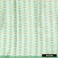 Pastel green floral design Semi Chanderi Silk Saree