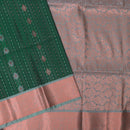 Bottle green with grey pallu semi soft silk saree