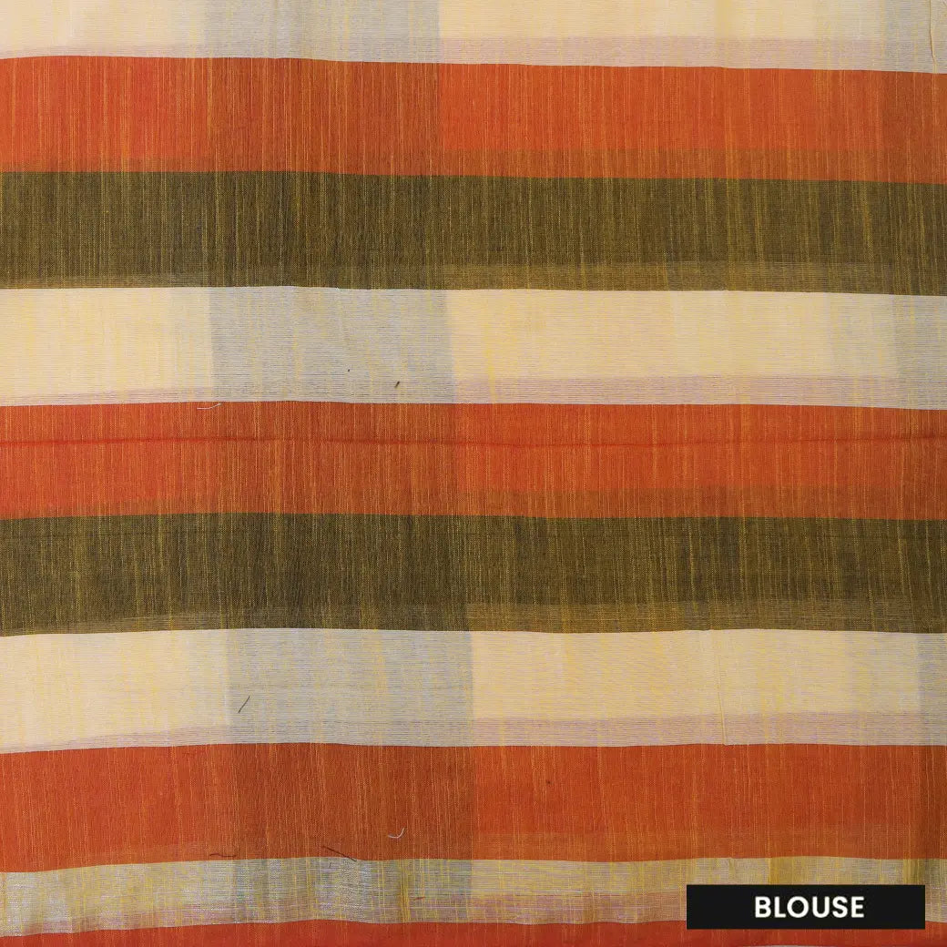 Multicolor Checked Linen Cotton Saree