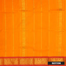 Orange With Red Border Floral Design Traditional  Pattu Pavadai Material