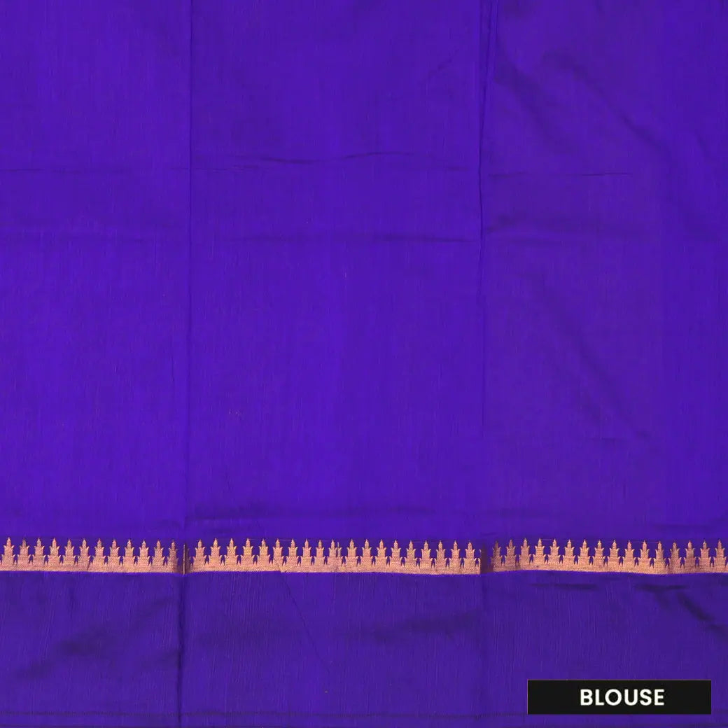 Yellow  With  Blue Premium Quality Kalyani Cotton Saree