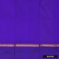 Yellow  With  Blue Premium Quality Kalyani Cotton Saree