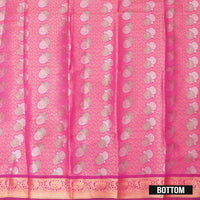 Pink Golden: The intricate border at the bottom is described as Golden or Gold Zari Art Pattu Pavadai Material