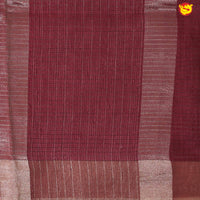 Light Maroon With Floral Design Zari Border Digital Print Semi Linen Saree