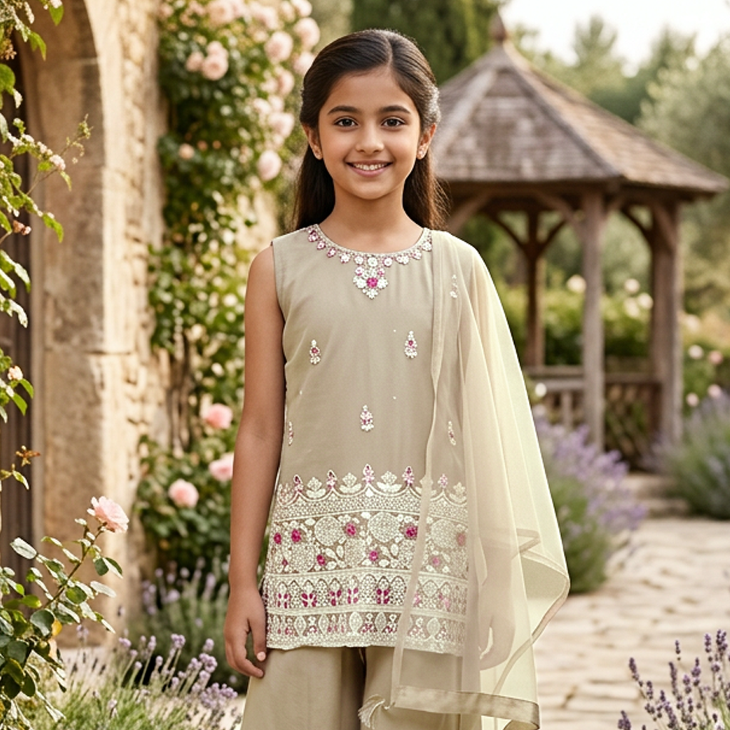 Foam Color Girls Branded Readymade Sharara set