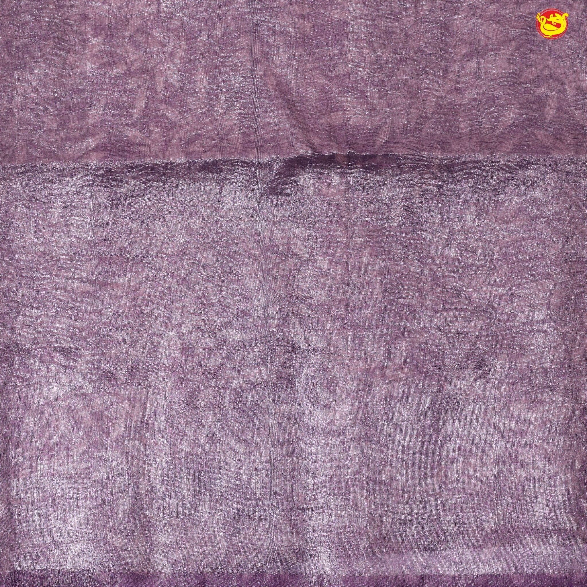 African Violet with Cutwork and Stonework Border With Floral Leaf Digital Prints Tissue Crush saree - Thenianantham