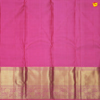 Pink With Checked Floral Motifs Gold Zari Border Pure Kanjivaram Subhalaya Wedding Silk Saree - Thenianantham