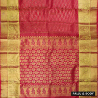 Red  with Gold Zari Border Wedding Silk Saree