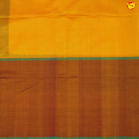 Mustard Yellow and Maroon Golden Jacquard Checks And Mango Butta Kanchipuram Silk Saree - Thenianantham